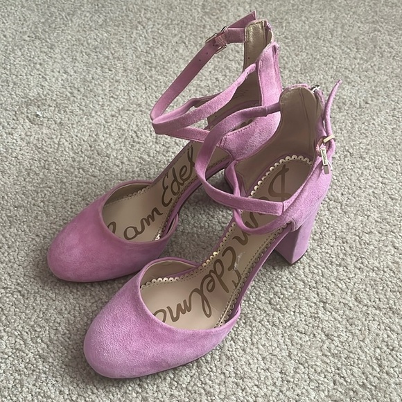 Sam Edelman Simmons- Fiji Pink Suede Block Heels size 7 - Picture 1 of 9